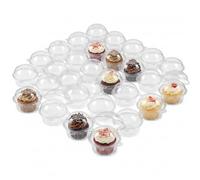 50 Pack Individual Cupcake Boxes Clear Single Muffin Holders 250ml BPA Free Transparent Containers for Wedding Baby Shower Party Baking