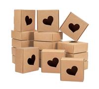 50 Pack Kraft Candy Sweet Boxes with Window 2.6x2.6x1.2inch Brown Cupcake Paper Cake Bakery Pastry Boxes for Desserts Cookies Small Cakes Candy Pies