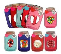 50 Pack Mason Jar Valentines Day Cards, Funny Mason Jar Shaped Valentines Day Cards Valentines Day Cards Valentines Day Greeting Card For Boys Girls School Class Classroom