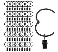 50 Pack Metal Curtain Rings, 1.26in Interior Diameter Openable Curtain Rod Rings with Clips, Black Rustproof Curtain Hangers, Curtain Drapery Ring Decorative Vintage Black