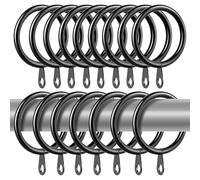 50 Pack Metal Curtain Rings, 30mm Internal Diameter Curtain Rail Hooks, Black Curtain Pole Rings for Drapery, Rods and Shower Hanging