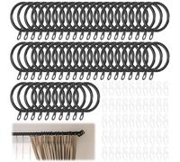 50 Pack Metal Curtain Rings and Hooks, 30mm Inner Diameter Metal Curtain Hoops, CurtainPole Ring with Plastic Hooks Drape Sliding Eyelet Rings for CurtainPoles, Drapery, Shower Hanging (Black)