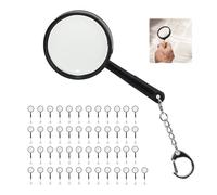 50 Pack Mini Black Magnifying Glasses with Keychain, Small Handheld Magnifiers for Jewelry, Reading, Maps, Crafts, Outdoor Observation, Travel Accessories, and Bulk Event Supplies