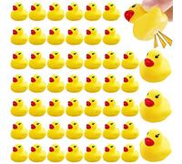 50 Pack Mini Squeak and Float Bath Duck Toys for Kids - Small Yellow Rubber Duckies for Baby Shower or Birthday Party Gift
