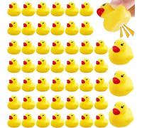 50 Pack Mini Yellow Bath Duck Toys Small Floating Party Duck Set | Lightweight Bath Ducks, Floating Design, Fun Party Favor, Duck Toys for Baby Showers, Birthday Bags and Bath Time