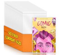 50 Pack Modern Comic Bags Current Size Resealable Comic Book Sleeves Transparent 6.88x10.5 inch Comic Book Storage 3cm Clear Single-Sided 5μm PP