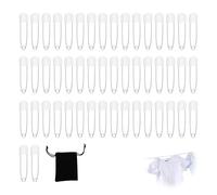 50 Pack Nappy Pins 5.5 cm Stainless Steel Plastic, Plastic Head Cloth Closures, Velvet Bag Included, Diaper Fasteners for Cloth Nappies, Laundry, Sewing & Crafts, Rustproof Secure Safety Lock White