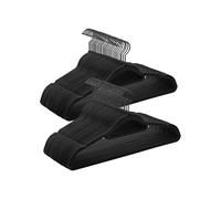 SONGMICS Velvet Hangers, Set of 50 Coat Hangers for Clothes, Non-Slip, with Tie Bar and Black Hook, Space-Saving, 0.6 cm Thick, 43.5 cm Long, for Dresses Trousers, Ink Black CRF021B02