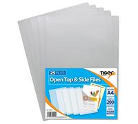 50 Pack of A4 Multi-Use Strong Plastic Top and Side Opening Wallets Lock Sleeves Clear Finish (Not Coloured)