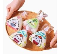 50 Pack Onigiri Wrap Film | Food-Grade Triangle Rice Ball Bags for Bento & Sushi, Kawaii Stickers Included - OPP Convenience Store/Picnic Packaging (50 pieces+stickers)