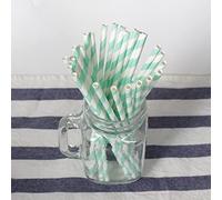 50 Pack Paper Straws, Party Striped Drinking Straws for Birthday, Wedding, Baby Shower, Disposable Paper Straw for Cocktail Bubble Tea Celebrations Tableware Supplies