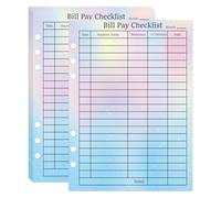 50 Pack Payment Checklist Refills 6-Hole Punched Loose Leaf Budget Planner Refill - Colorful Monthly Budget Forms Budget Planner Note Card for A5 Binder Saving Organizer Budgeting (Colorful)