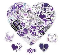 50 Pack Pcs Epilepsy Awareness Month Stickers for Water Bottles Waterproof Vinyl Laptop Luggage Purple Ribbon Inspirational Sticker Packs Bulk Teens Adults Aesthetic Small Decals