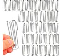50 Pack Pinch Pleat Curtain Hooks , Stainless Steel Curtain Hook Metal , Heavy Duty Hooks for Curtains , 6.8cm Long Silver Metal Curtain Hooks for Window Door Bathroom Drapes