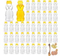 50 Pack Plastic Honey Bear Bottles Jars, 2 oz Honey Bear Cup with Lids Mini Bear Shape Empty Honey Bear Bottle Honey Containers Bulk Jam Juice Candy for Wedding Gifts Baby Shower Favors (36-set)