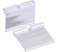 50 Pack Plastic Label Holders Clear Wire Shelf Label Holder Retail Price Card Clip On Merchandise Sign Display Tag Clips for Retail Shop Pantry Store Supermarket Wire Shelf Storage Basket Bin 6x4.2cm