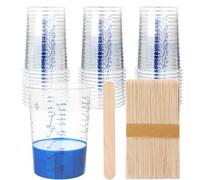 50 Pack Plastic Liquid Measuring Cups 20 oz (600ml), Disposable Paint Mixing Cups for Epoxy Resin, Disposable Measuring Cups for Resin, Measurement Ratios 2:1, 3:1, 4:1