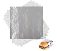 50 Pack Premium Insulated Foil Sandwich Wrap Sheets, 12"x12" Pre-Cut Foil Paper for Hot Dogs, Burgers, Burritos, Food Wrapping, Grease-Resistant and Waterproof, Heat & Cold Insulation for Freshness