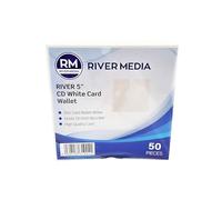 50 Pack Pristine White CD/DVD Cardboard Sleeve Mailers - Durable Disc Wallets with Thumb Cut for Easy Access by RIVERMEDIA (18230)