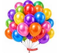 50 Pack Rainbow Balloons 10 Inch Multicoloured Latex Assorted Helium Balloon Arch Kit Party Decorations Birthday Wedding Baby Shower Anniversary Celebration Vibrant Decor Set