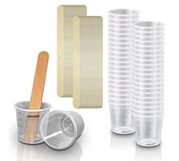 50 Pack - RE-GEN 60ml/2oz Clear RE-USABLE Plastic Graduated Measuring Cup Mixing Kit with 50 Wood Stir Spatulas | Ideal for Mixing Paint, Oils, Liquids, Resin