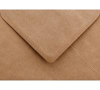 50 Pack Recycled C6/A6 Kraft Ribbed Envelopes - 114mm x 162mm, Gummed, Natural Brown