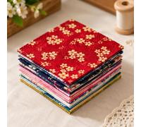 50-Pack Red Cherry Blossom Fabric Squares,Assorted Precut Cotton Fabric Bundles,Japanese Floral Pattern Craft Fabric for Sewing,Patchwork,Quilting & DIY Crafts,3.94 * 3.94Inches
