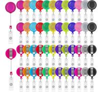 50 Pack Retractable Badge Reels,Retractable Badge Holder Reels with Belt Clip,Badge Reel Clips Holder for Hanging ID Card Key Chain Doctor Nurse Teachers Students Office Workers (Multi Color)