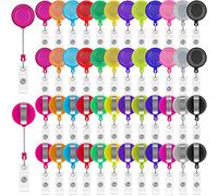 50 Pack Retractable Badge Reels,Retractable Badge Holder Reels with Belt Clip,Badge Reel Clips Holder for Hanging ID Card Key Chain Doctor Nurse Teachers Students Office Workers (Multi Color)