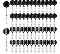 50 Pack Retractable Badge Reels,Retractable Badge Holder Reels with Belt Clip,Badge Reel Clips Holder for Hanging ID Card Key Chain Doctor Nurse Teachers Students Office Workers (Black)