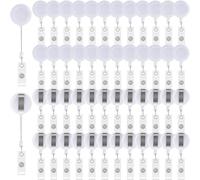 50 Pack Retractable Badge Reels with Belt Clip - Badge Holder for Hanging ID Card Key Chain - Doctor, Nurse, Teachers, Students, Office Workers (White)
