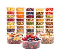 50 Pack Round Plastic Food Containers with Lids - Reusable & Recyclable, BPA-Free, Leakproof, Microwave & Dishwasher Safe Stackable Deli Pots for Sauces, Dips, Meal Prep & Takeaway - 225ml