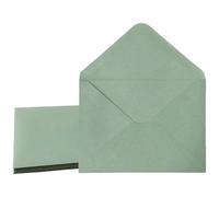 50 Pack Sage Green Envelopes with V-Flap, Water Activated Gummed Envelopes for Greeting Cards, Wedding Invitations, Business Correspondence, Bulk Stationery Supply, Envelope with V Flap