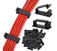 50 Pack Self Adhesive Cable Management Clips,Cable Organizers Wire Clips Cord Holder for PC Laptop Ethernet Cable Desktop Home Office(2.1’’ x 0.75’’ x 0.28’’, Black)