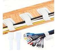 50-Pack Self-Adhesive Cable Ties, Reusable Fastening and Organizing Data Cables, Cable Management Ties, Suitable for Headphones, Mobile Phones, and Electronic Devices Under The Table (White)