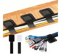 50-Pack Self-Adhesive Cable Ties, Reusable Fastening and Organizing Data Cables, Cable Management Ties, Suitable for Headphones, Mobile Phones, and Electronic Devices Under The Table (Black)