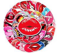 50 Pack Sexy Lips Stickers Water Bottles Laptop Car Phone Guitar Skateboard Scrapbook Trendy Kiss Sticker Vinyl Waterproof Aesthetic Trendy Decals