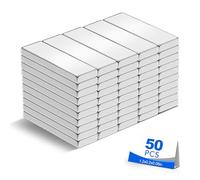 50 Pack Strong Neodymium Bar Magnets，Powerful Rare Earth Neodymium Magnets with Double-Sided Adhesive Perfect for Fridge, Garage, Kitchen, Craft, Office etc 30 x 5 x 2 mm