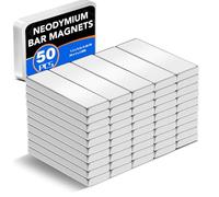 50 Pack Strong Neodymium Bar Magnets，Powerful Rare Earth Neodymium Magnets with Double-Sided Adhesive Perfect for Fridge, Garage, Kitchen, Craft, Office etc 30 x 5 x 2 mm