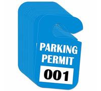 50-Pack Temporary Parking Permit Hang Tag Car Pass Car Parking Pass Hangtags PVC Hanging Placards Numbered Tags for Rear View Mirror (Blue and White)