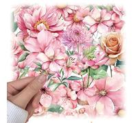 50 Pack Transparent Floral Stickers,Floral Stickers,Flower S-tickers for Teens,Natural Flower S-tickers,Waterproof Clear Botanical Decals St-ickers, Journaling St-ickers,Scrapbook Sti-ckers