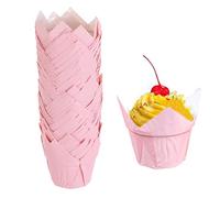 50 Pack Tulip Cupcake Cases, Muffin Liners Pink Grease Proof Dessert Cups Gradient 2" Cake Container Wrappers Food Grade Tulip Baking Cupcake Liners for Party Wedding Birthday Baking Supplies (Pink)