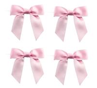 50 Pack Twist Tie Bows Satin Ribbon Pink Gift Bows Bag of Bows Decorative Bow for Gift Wrapping Treat Bags Crafts Wedding Party Cake Decor (Light Pink)