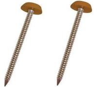 50 Pack Upvc Panel Pins 40mm Poly Top Pins Nails Plastic Headed Fascia Fixings Roofing Nails Oak
