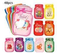 50-Pack Valentine's Day Gift Card Set With 50 Treat Bags Blank Message Heart-Cutout Jar Design Cards Paper Cards