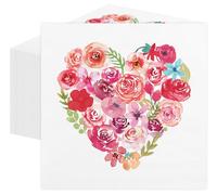 50 Pack Valentine's Day Paper Napkins Floral Heart 6.5 X 6.5" Disposable Beverage Napkins Cocktail Party Napkins For Valentine's Day Gifts Wedding Party Decoration Favor Supplies