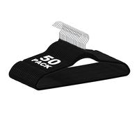50 Pack Velvet Clothes Hangers - Non-Slip Slim Flocked Space Saving Hangers with 360° Swivel Chrome Hooks - Black