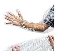 50 Pack Waterproof Arm Cast Cover for Showering Long Arm Cast Protector Gloves PICC Line Shower Bath Cover After Shoulder Surgery Hands Wrists Elbow Finger Wound Care Disposable Adult Transparent