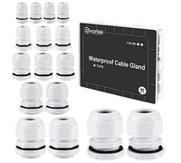 50 Pack Waterproof Cable Glands Adjustable 3-16mm Cable Connectors M12 M16 M18 M20 M22 M24 Plastic Cable Glands Connectors with Locknut and Washer - AVARTEK (White)