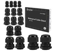 50 Pack Waterproof Cable Glands Adjustable 3-16mm Cable Connectors M12 M16 M18 M20 M22 M24 Plastic Cable Glands Connectors with Locknut and Washer - AVARTEK (Black)